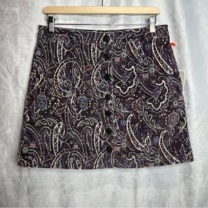Nwt Knox Rose Women’s Purple Floral Paisley Corduroy Mini Skirt Size 10